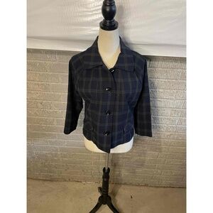 Cabi Plaid Connery 3/4 Sleeve Jacket‎ Size Small